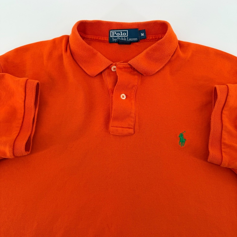 Polo Ralph Lauren Classic Fit Short Sleeve Polo Shirt Orange Green Pony Mens M